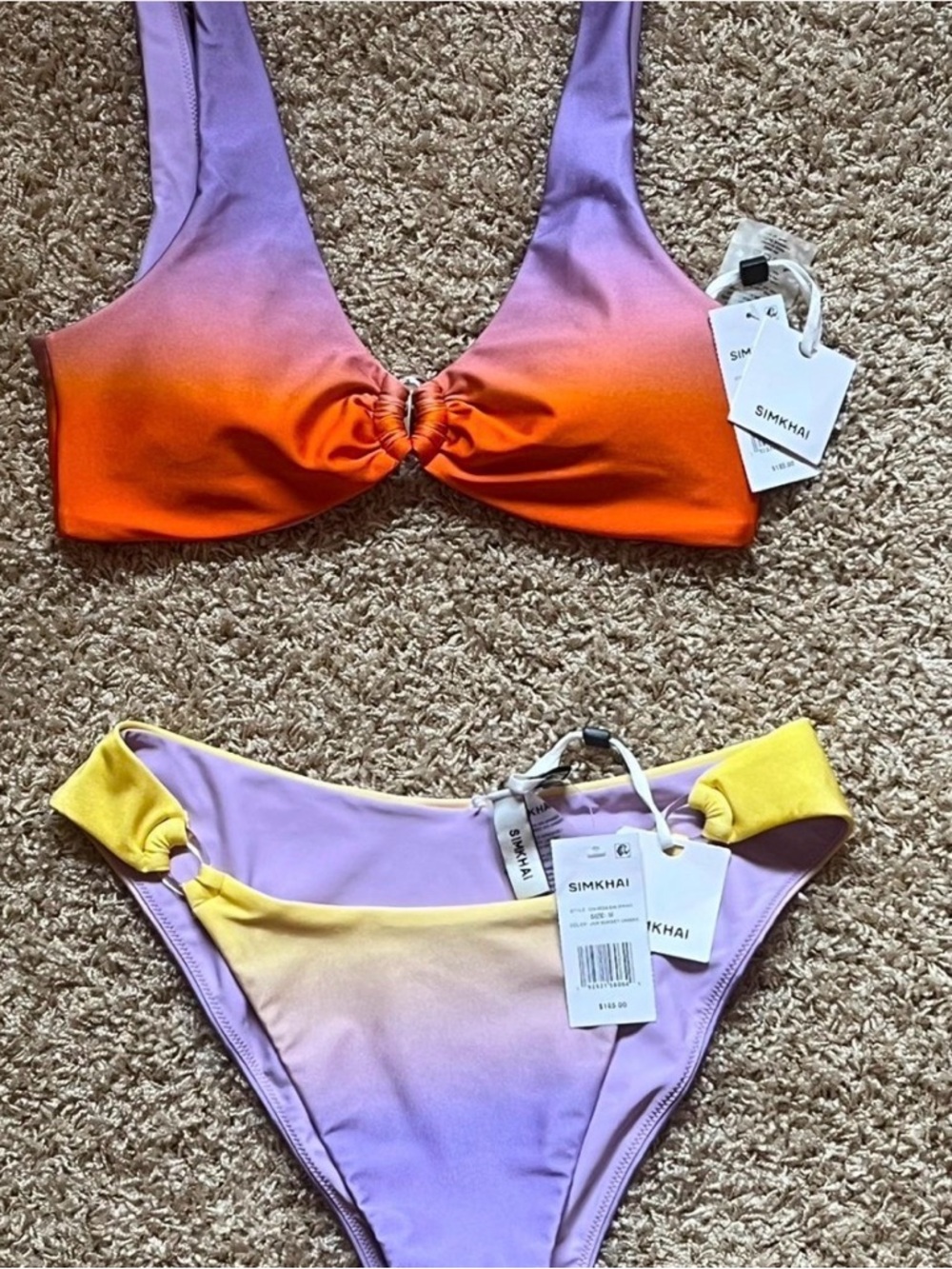 Simkhai Ombre Orange & Lavender Bikini Set